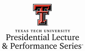 A texas tech university presidential lecture performance series logo.